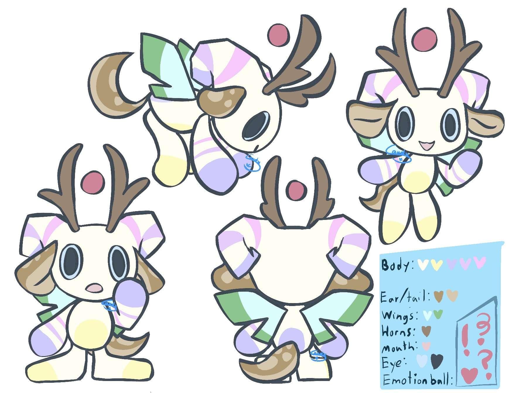 A digital drawing of a little white Chao with deer ears, antlers, and a tail.